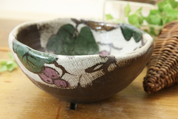 【益子焼】両面布目！やや大きめ布目ぶどうのミニボウルNEW【単品１個】