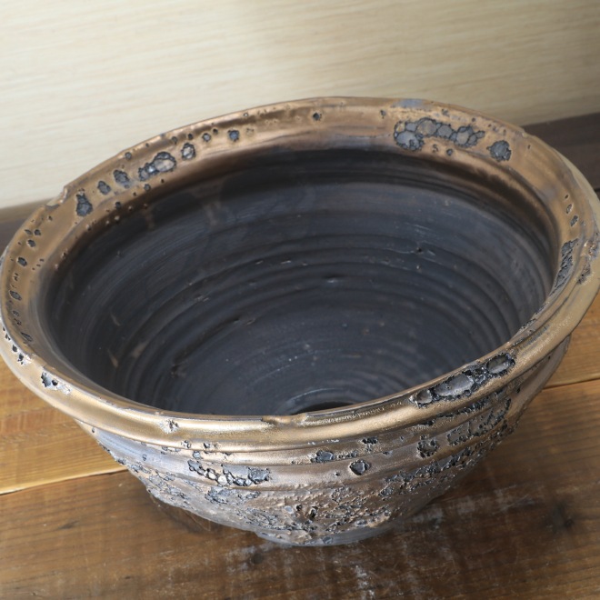 11.1号鉢 高さ約17cm 植木鉢 陶器鉢 塊根植物 コーデックス 【銀河鉢クレーター】 作家 陶芸家 横山雄一作 一点物