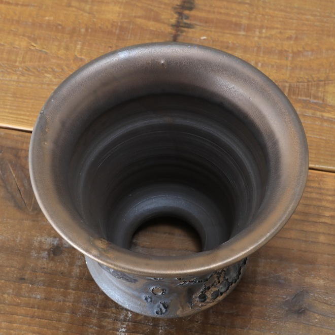 5.8号鉢 高さ約13.5cm 植木鉢 陶器鉢 塊根植物 コーデックス アガベ サボテン 【銀河鉢クレーター】 作家 陶芸家 横山雄一作 一点物