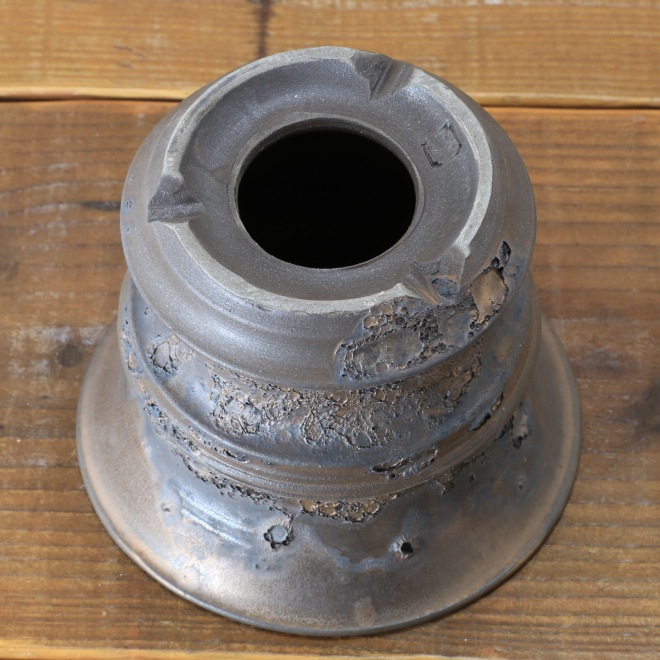 4.8号鉢 高さ約12cm 植木鉢 陶器鉢 塊根植物 コーデックス アガベ サボテン 【銀河鉢クレーター】 作家 陶芸家 横山雄一作 一点物