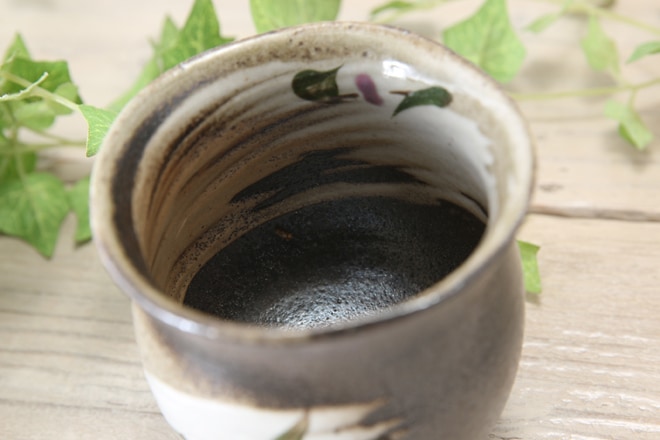 【益子焼】刷毛目つゆ草の湯呑み