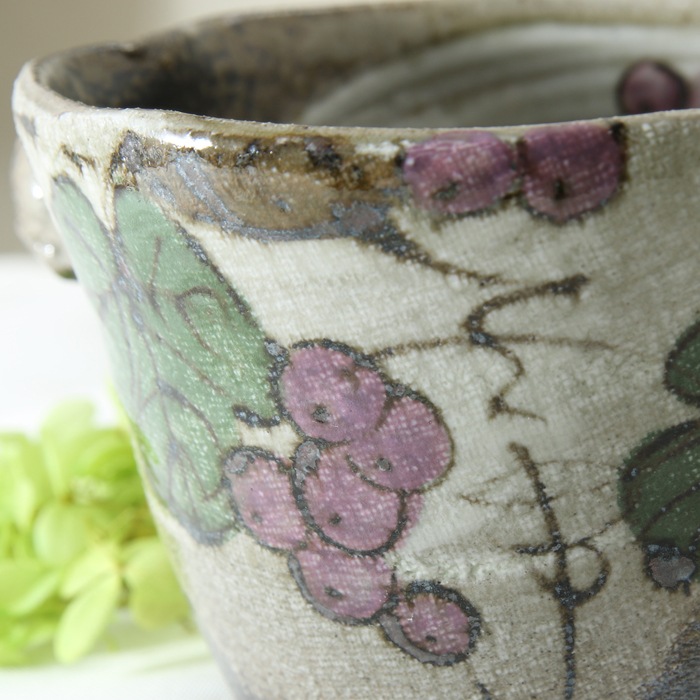 【益子焼】 氷入れ アイスペール 布目ぶどう 薪で叩いた持ち手 大きめサイズ 【単品１個】