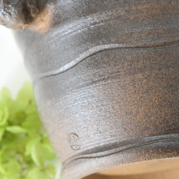 【益子焼】 氷入れ アイスペール 布目ぶどう 薪で叩いた持ち手 大きめサイズ 【単品１個】