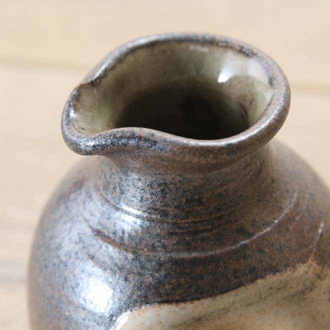 【益子焼】蕎麦徳利 そばどっくり 素朴な炭化焼刷毛目模様 【ミニミニサイズ・単品１個】