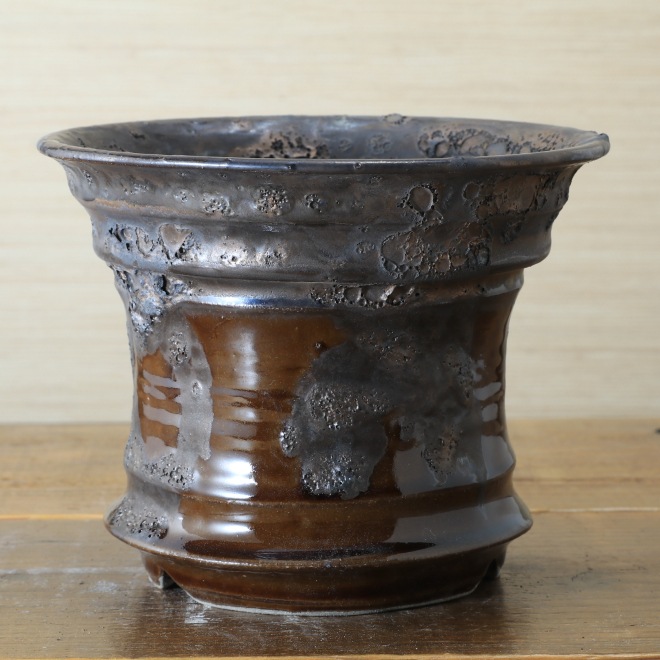 5.5号鉢 高さ約13.5cm 植木鉢 陶器鉢 塊根植物 コーデックス アガベ サボテン 【釉美シリーズ】 作家 陶芸家 横山雄一作 一点物
