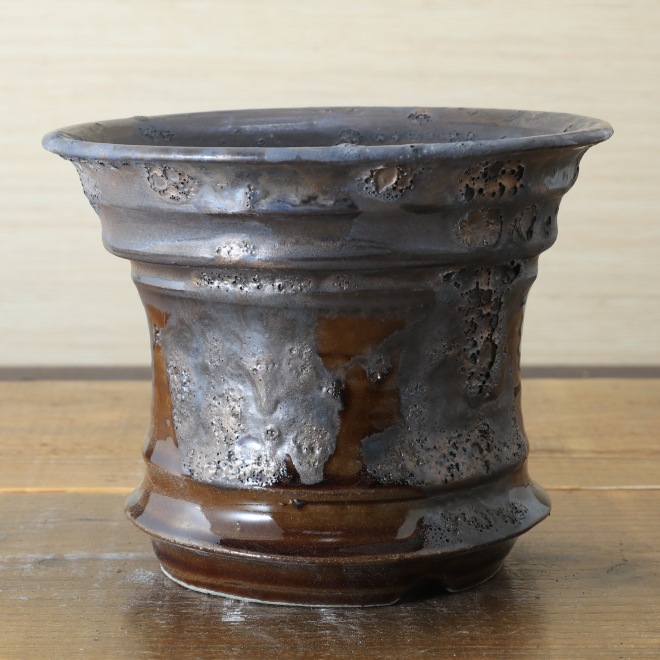 5.5号鉢 高さ約13.5cm 植木鉢 陶器鉢 塊根植物 コーデックス アガベ サボテン 【釉美シリーズ】 作家 陶芸家 横山雄一作 一点物