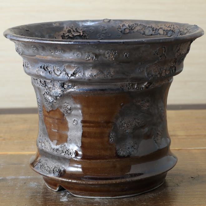 5.5号鉢 高さ約13.5cm 植木鉢 陶器鉢 塊根植物 コーデックス アガベ サボテン 【釉美シリーズ】 作家 陶芸家 横山雄一作 一点物