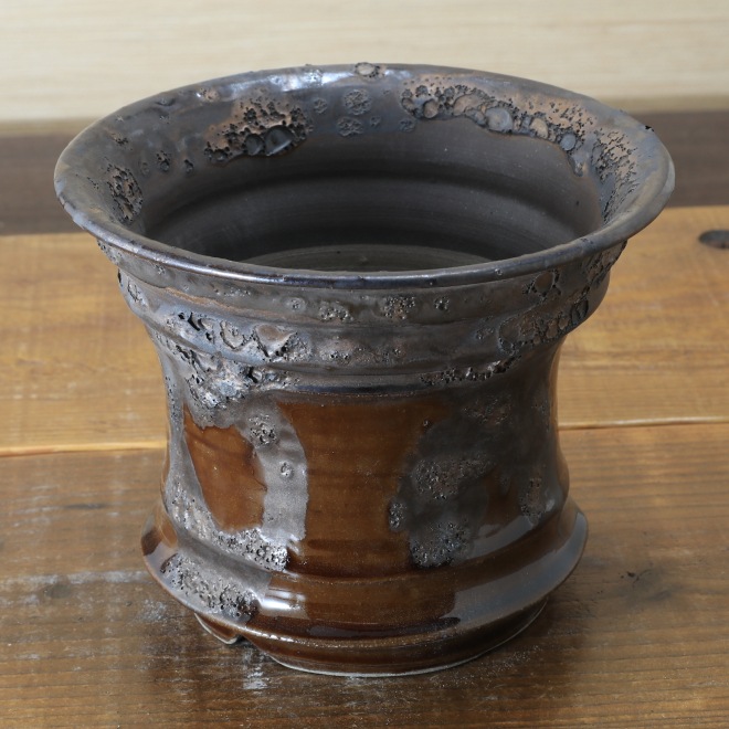 5.5号鉢 高さ約13.5cm 植木鉢 陶器鉢 塊根植物 コーデックス アガベ サボテン 【釉美シリーズ】 作家 陶芸家 横山雄一作 一点物