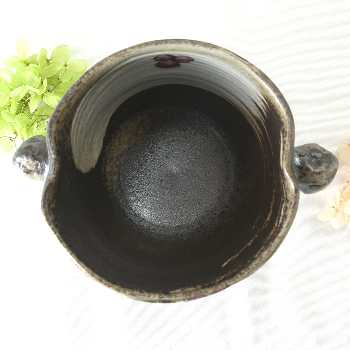 【益子焼】 アウトレットB品 氷入れ アイスペール おしゃれ 布目ぶどう 薪で叩いた持ち手 大きめサイズ 【単品1個】