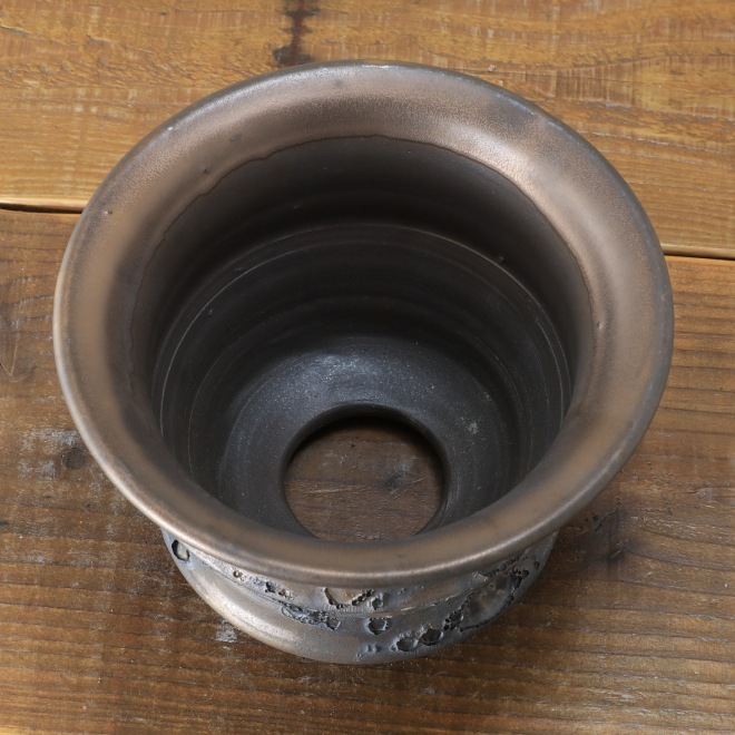 5.8号鉢 高さ約11.5cm 植木鉢 陶器鉢 塊根植物 コーデックス アガベ サボテン 【銀河鉢クレーター】 作家 陶芸家 横山雄一作 一点物