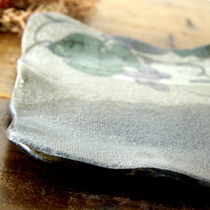 【益子焼】 布目ぶどう模様  オードブル 板皿 【単品１枚】