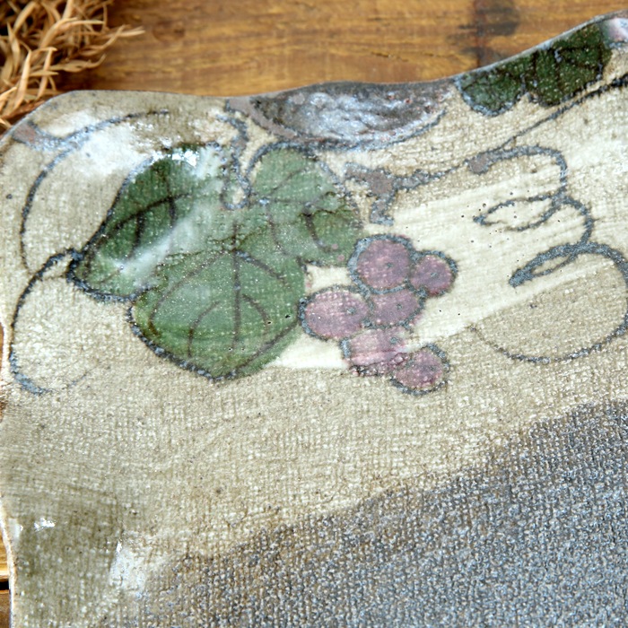 【益子焼】 布目ぶどう模様  オードブル 板皿 【単品１枚】