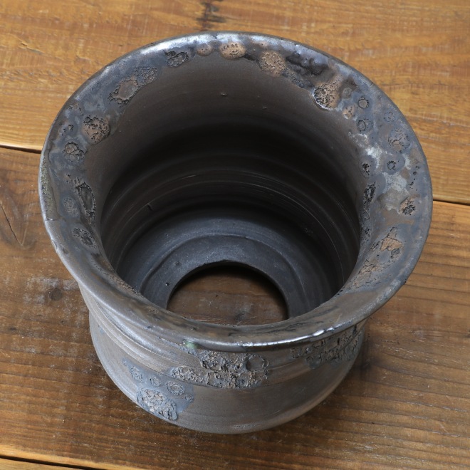 6.3号鉢 高さ約14cm 植木鉢 陶器鉢 塊根植物 アガベ サボテン コーデックス 【銀河鉢シリーズ】 作家 陶芸家 横山雄一作 一点物