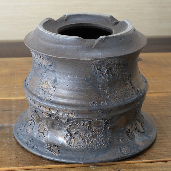 6.3号鉢 高さ約14cm 植木鉢 陶器鉢 塊根植物 アガベ サボテン コーデックス 【銀河鉢シリーズ】 作家 陶芸家 横山雄一作 一点物