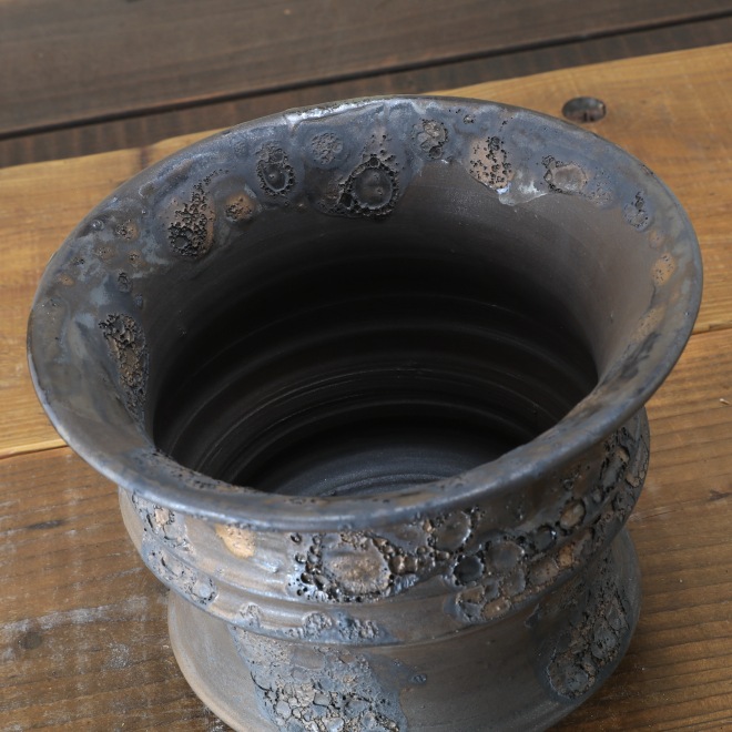 6.3号鉢 高さ約14cm 植木鉢 陶器鉢 塊根植物 アガベ サボテン コーデックス 【銀河鉢シリーズ】 作家 陶芸家 横山雄一作 一点物