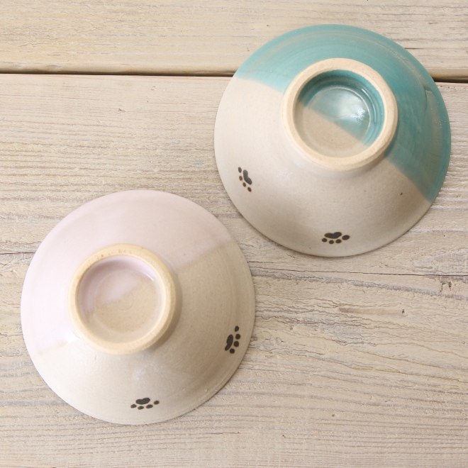 【益子焼】釉薬シリーズ 子供用 こども用のご飯茶碗 肉球シリーズ ミニサイズ【単品1個】