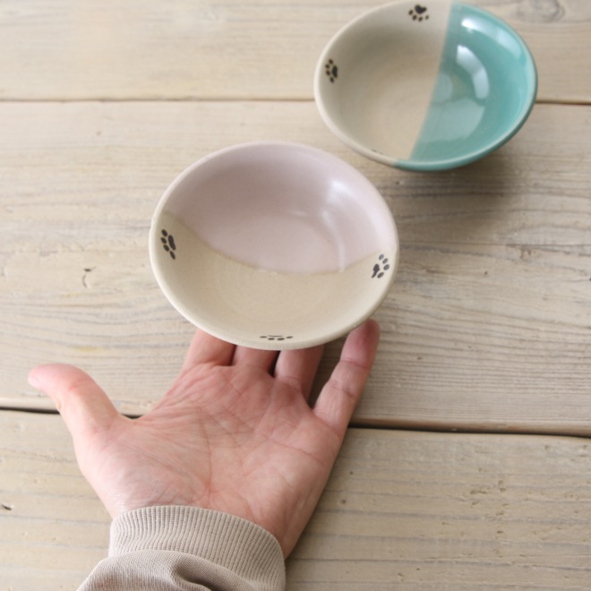 【益子焼】釉薬シリーズ 子供用 こども用のご飯茶碗 肉球シリーズ ミニサイズ【単品1個】