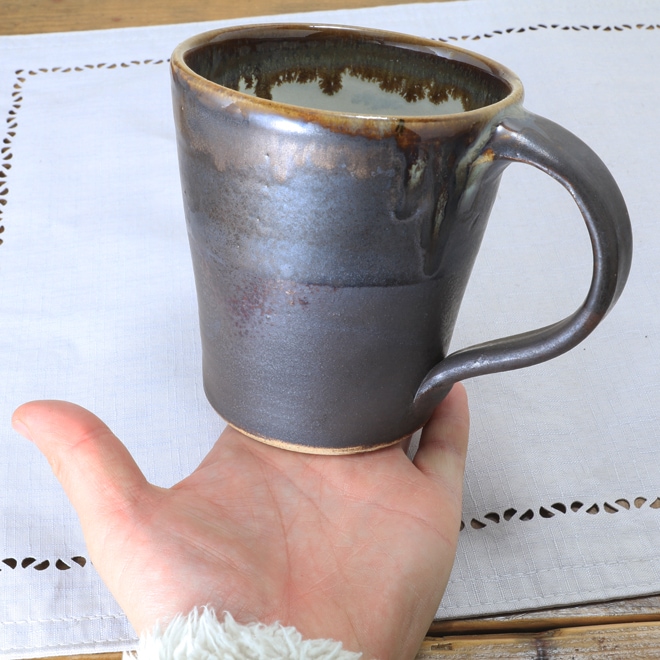 【益子焼】 おしゃれ ビールジョッキ 渋いブラック調 父の日 誕生日プレゼントに 単品1個