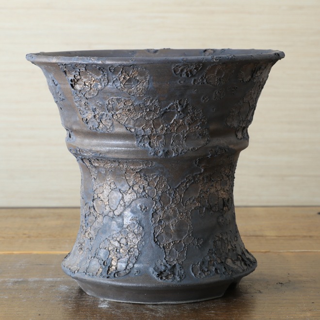 5.3号鉢 高さ約15.5cm 植木鉢 陶器鉢 塊根植物 アガベ サボテン コーデックス 【銀河鉢シリーズ】 作家 陶芸家 横山雄一作 一点物