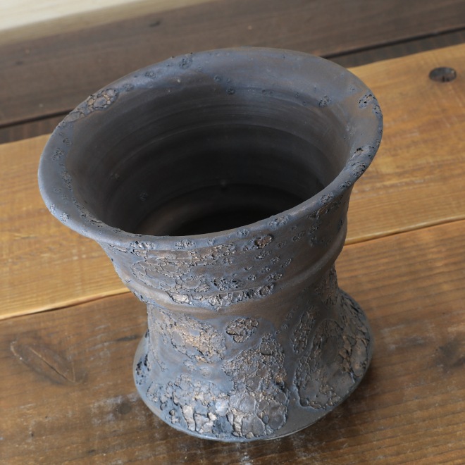 5.3号鉢 高さ約15.5cm 植木鉢 陶器鉢 塊根植物 アガベ サボテン コーデックス 【銀河鉢シリーズ】 作家 陶芸家 横山雄一作 一点物