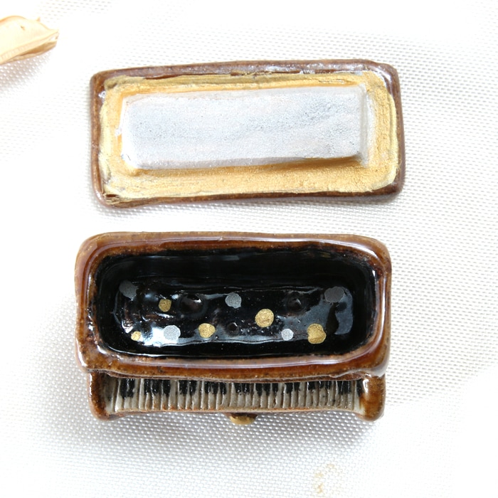 【益子焼】 アップライトピアノ　小物入れ ジュエリーボックス　おしゃれ　一点物 アンティーク茶色・飴釉