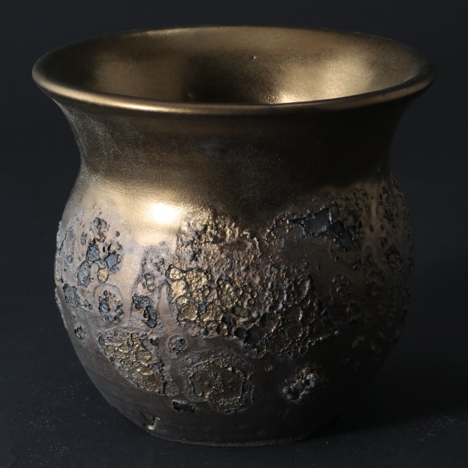 3.1号鉢 高さ約9cm 植木鉢 陶器鉢 塊根植物 アガベ サボテン コーデックス 【銀河鉢金メタリックシリーズ】 作家 陶芸家 横山雄一作 一点物