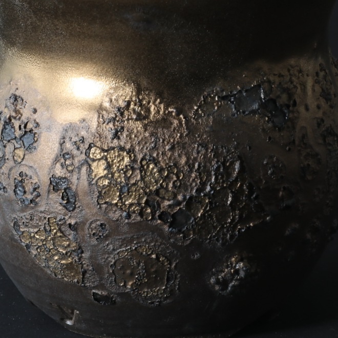 3.1号鉢 高さ約9cm 植木鉢 陶器鉢 塊根植物 アガベ サボテン コーデックス 【銀河鉢金メタリックシリーズ】 作家 陶芸家 横山雄一作 一点物