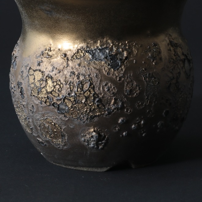 3.1号鉢 高さ約9cm 植木鉢 陶器鉢 塊根植物 アガベ サボテン コーデックス 【銀河鉢金メタリックシリーズ】 作家 陶芸家 横山雄一作 一点物