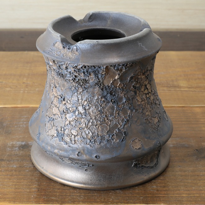 4.3号鉢 高さ約13cm 植木鉢 陶器鉢 塊根植物 コーデックス アガベ サボテン 【銀河鉢クレーター】 作家 陶芸家 横山雄一作 一点物