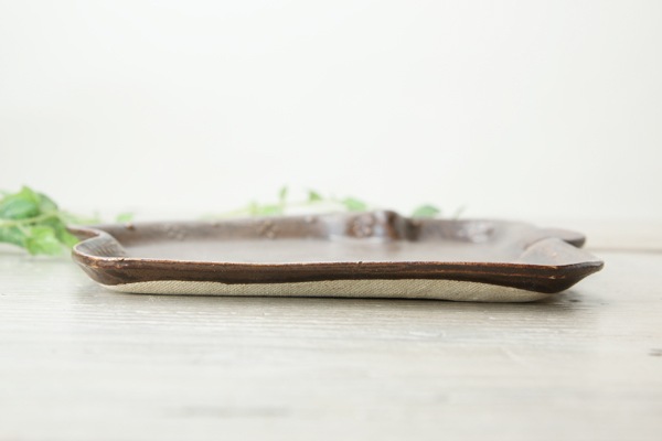 【益子焼】釉シリーズ☆いっちんドット柄☆おうち形のパンプレート【単品１枚】