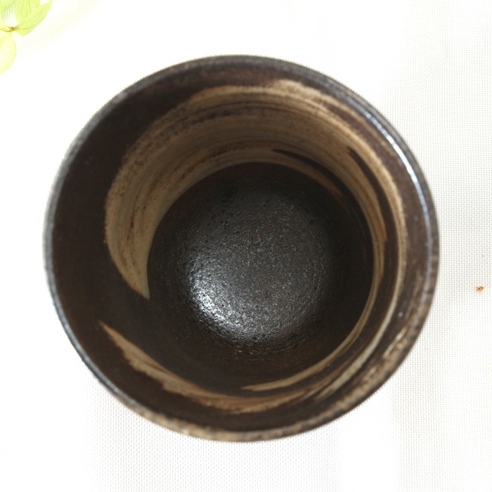【益子焼】 小さめ タンブラー フリーカップ ビールカップ 渋い素朴さのある風合い 刷毛目 炭化焼シリーズ お手頃サイズ 単品1個