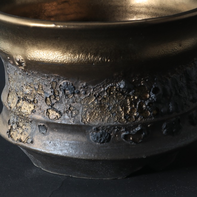 3.6号鉢 高さ約7.5cm 植木鉢 陶器鉢 塊根植物 アガベ サボテン コーデックス 【銀河鉢金メタリックシリーズ】 作家 陶芸家 横山雄一作 一点物