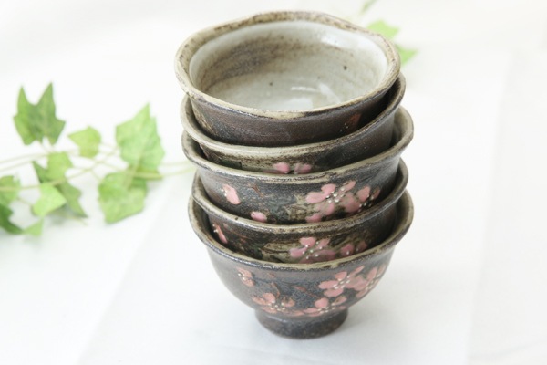 【益子焼】さくらの小さめ煎茶カップ【開いた形・単品1個】