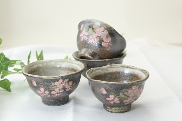 【益子焼】さくらの小さめ煎茶カップ【開いた形・単品1個】