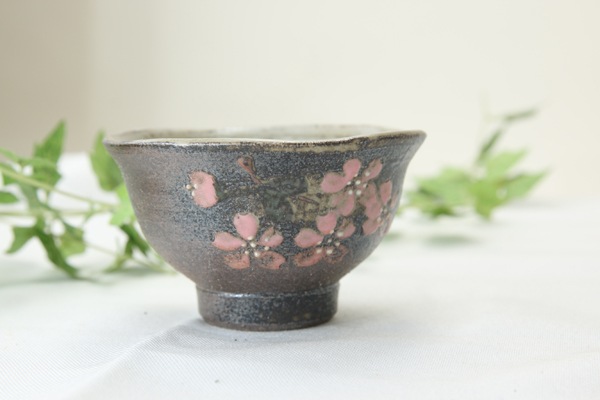 【益子焼】さくらの小さめ煎茶カップ【開いた形・単品1個】