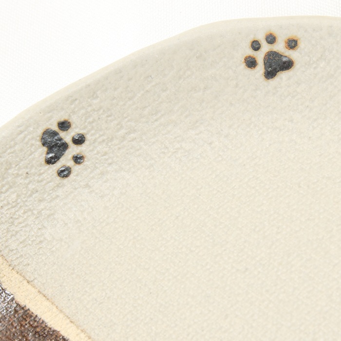 【益子焼】 肉球シリーズ 丸形の浅めパンプレート中皿約19.5cm 【単品１枚】