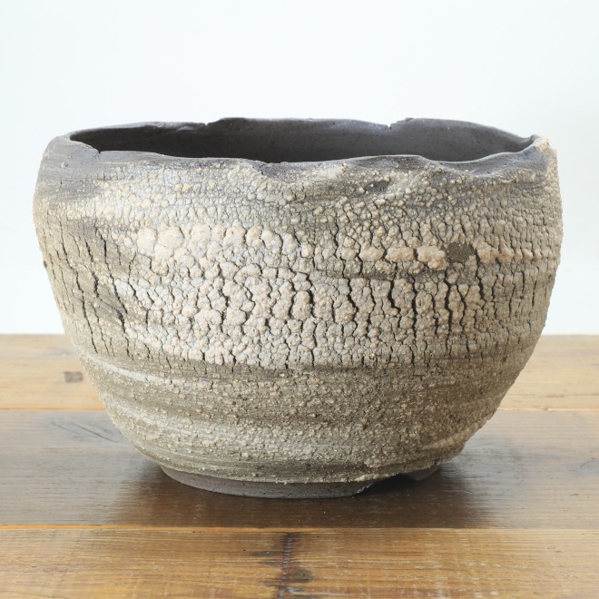 【益子焼】 6.8号鉢 高さ約13.5cm 植木鉢 陶器鉢 塊根植物 アガベ サボテン コーデックス 【炸裂紋鉢 大地の鼓動】 作家 陶芸家 横山雄一作 一点物