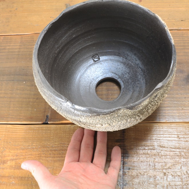 【益子焼】 6.8号鉢 高さ約13.5cm 植木鉢 陶器鉢 塊根植物 アガベ サボテン コーデックス 【炸裂紋鉢 大地の鼓動】 作家 陶芸家 横山雄一作 一点物