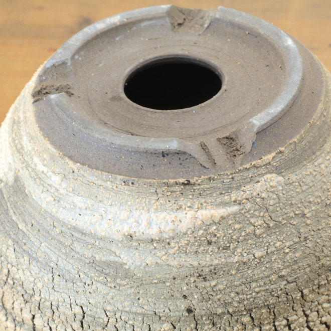 【益子焼】 6.8号鉢 高さ約13.5cm 植木鉢 陶器鉢 塊根植物 アガベ サボテン コーデックス 【炸裂紋鉢 大地の鼓動】 作家 陶芸家 横山雄一作 一点物