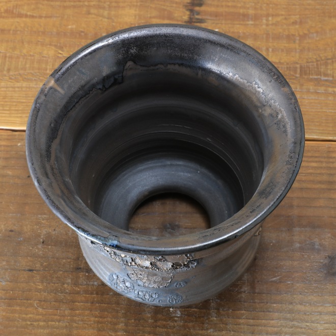 6.1号鉢 高さ約14cm 植木鉢 陶器鉢 塊根植物 コーデックス アガベ サボテン 【銀河鉢クレーター】 作家 陶芸家 横山雄一作 一点物