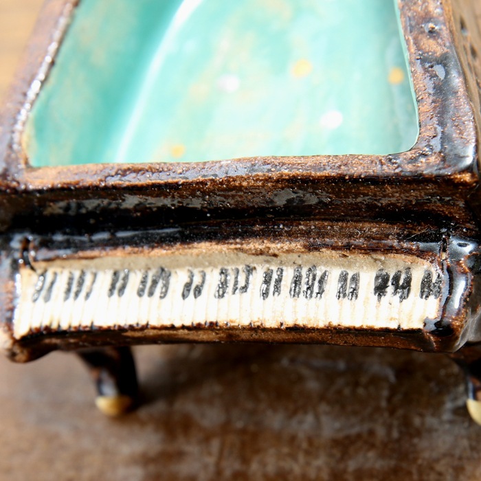 【益子焼】 グランドピアノ 小物入れ ジュエリーボックス おしゃれ 一点物 筆ブラック