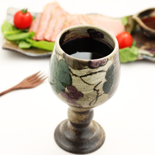 益子焼｜【益子焼】ワイングラス ワインカップ 布目ぶどうシリーズ