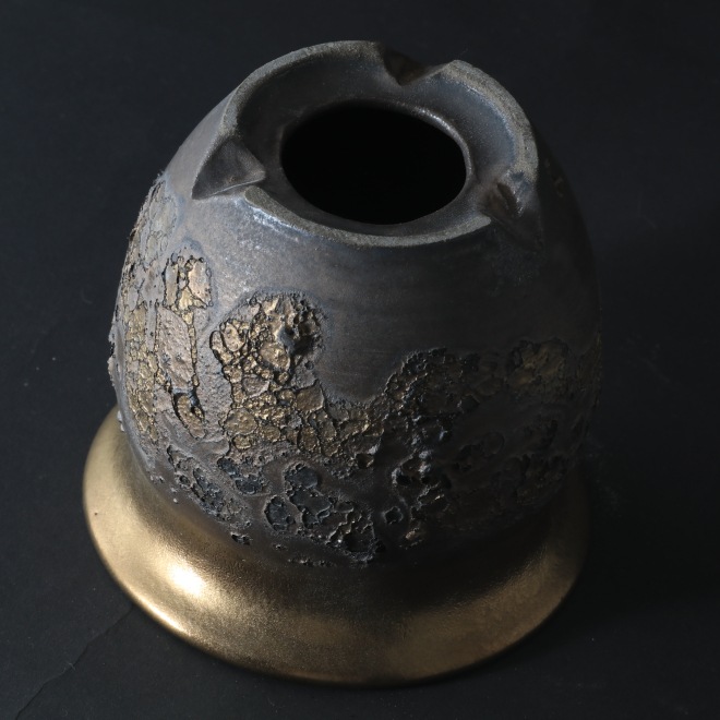 3.5号鉢 高さ約10cm 植木鉢 陶器鉢 塊根植物 アガベ サボテン コーデックス 【銀河鉢金メタリックシリーズ】 作家 陶芸家 横山雄一作 一点物