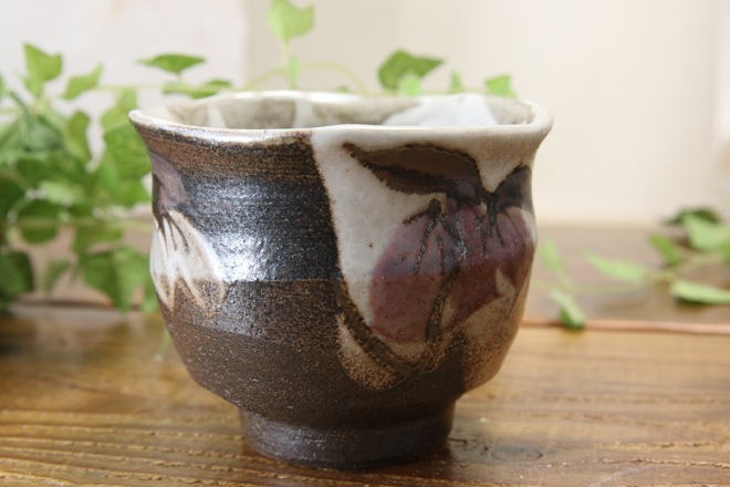 【益子焼】ホタルブクロのたっぷり大きめ煎茶カップ【単品１個】