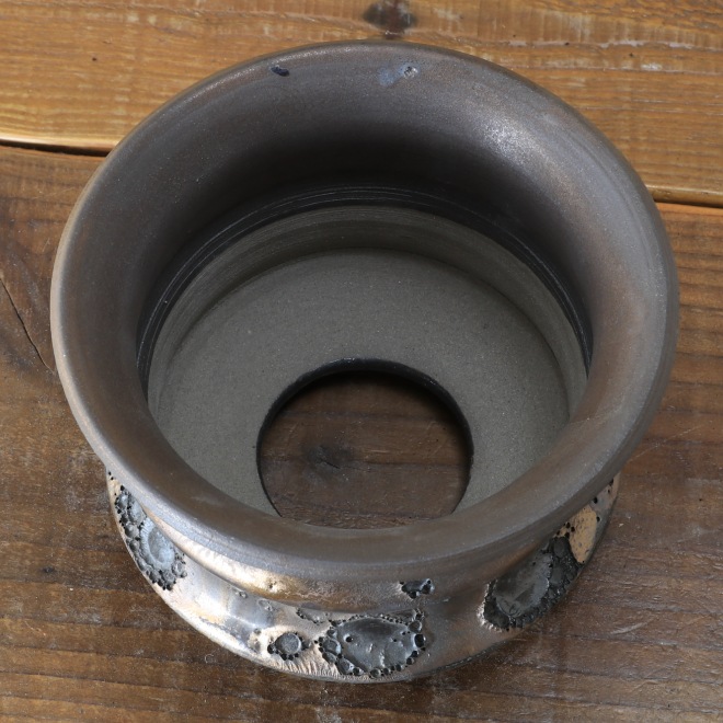 4.6号鉢 高さ約10cm 植木鉢 陶器鉢 塊根植物 コーデックス アガベ サボテン 【銀河鉢クレーター】 作家 陶芸家 横山雄一作 一点物