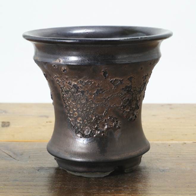 【益子焼】 4.3号鉢 高さ約12cm 植木鉢 陶器鉢 塊根植物 アガベ サボテン コーデックス 【釉美シリーズ】 作家 陶芸家 横山雄一作 一点物