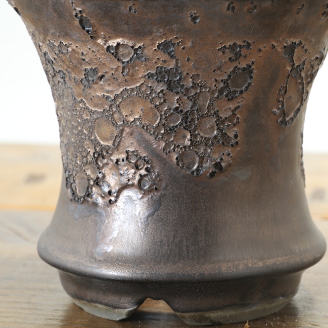 【益子焼】 4.3号鉢 高さ約12cm 植木鉢 陶器鉢 塊根植物 アガベ サボテン コーデックス 【釉美シリーズ】 作家 陶芸家 横山雄一作 一点物