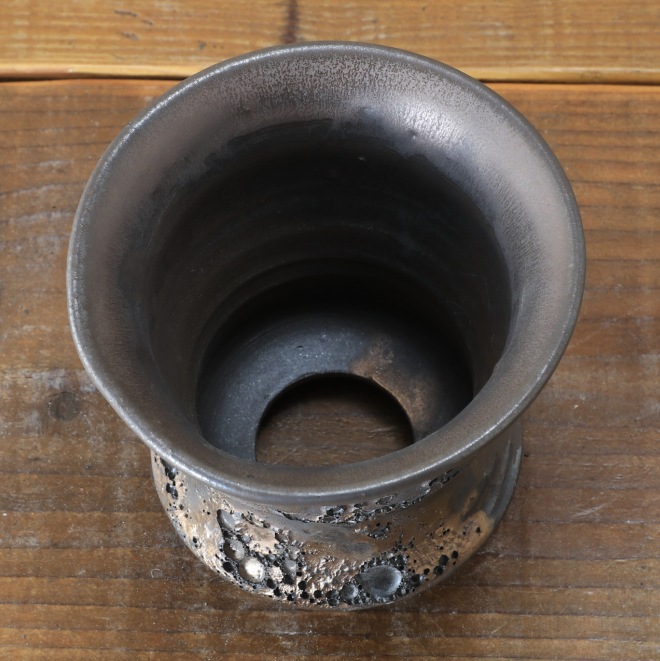 3.8号鉢 高さ約10.3cm 植木鉢 陶器鉢 塊根植物 コーデックス アガベ サボテン 【銀河鉢クレーター】 作家 陶芸家 横山雄一作 一点物