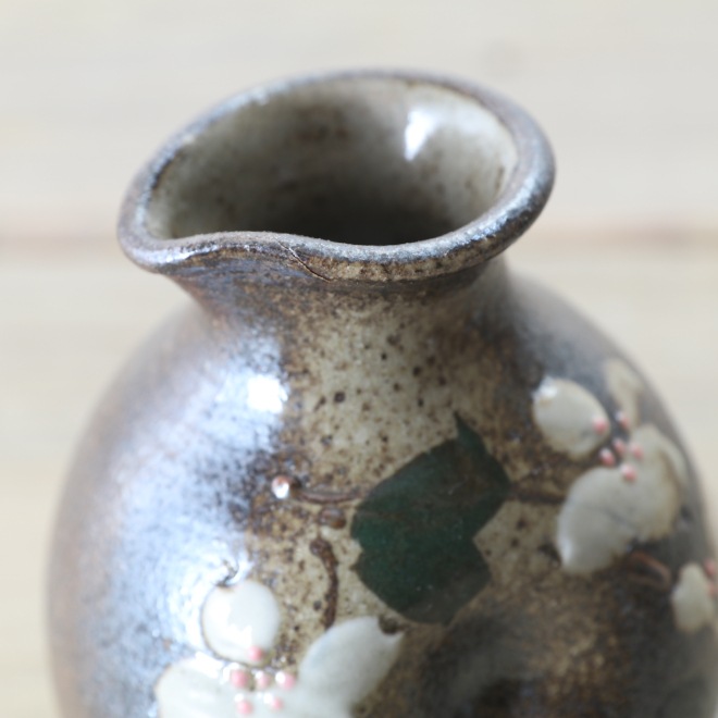 【益子焼】蕎麦徳利 そばどっくり 花水木白模様 【サイズ大・単品１個】