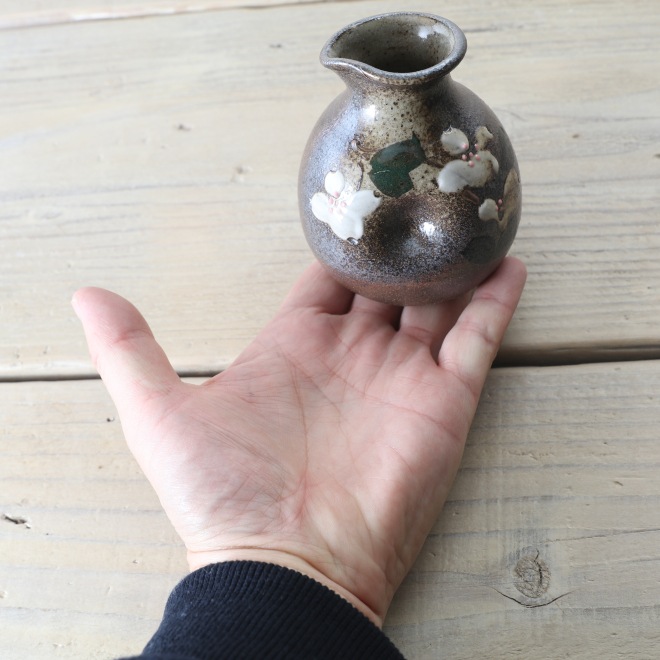 【益子焼】蕎麦徳利 そばどっくり 花水木白模様 【サイズ大・単品１個】